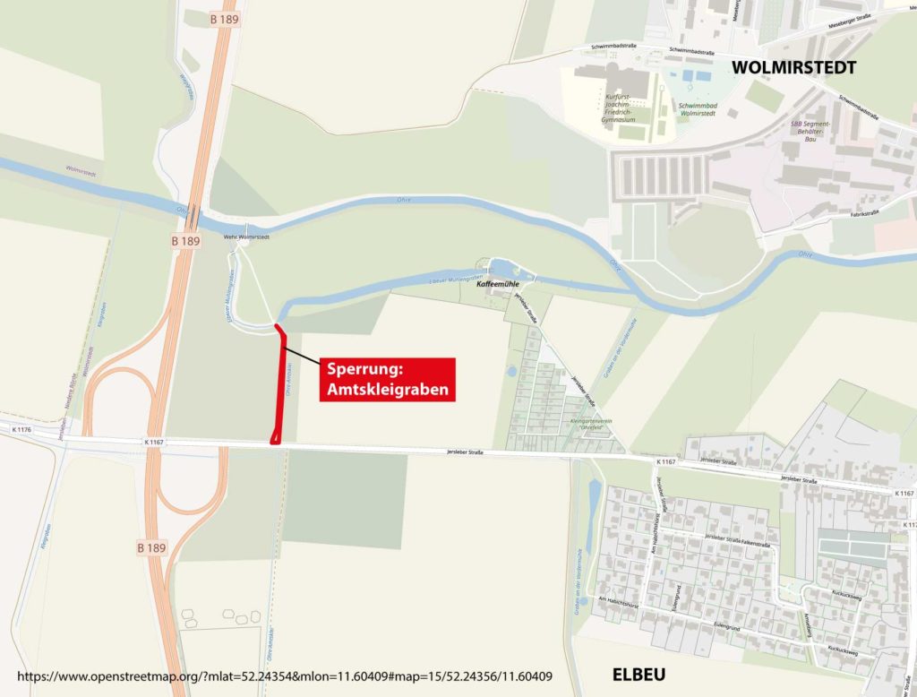 Closure of Amtskleigraben. Map openstreetmap.com 