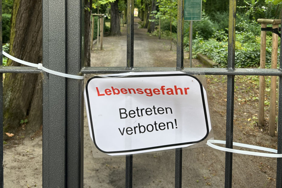 “Danger to life” sign at the cemetery