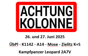 Schild Achtung Kolonne