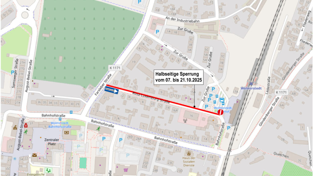 Rosa-Luxemburg-Straße becomes a one-way street due to work on the station forecourt