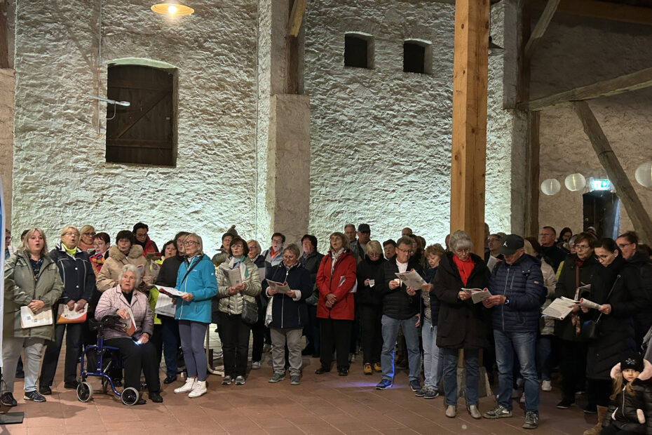 The museum barn was well filled for the community singing.